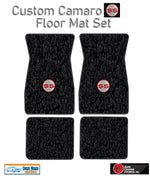1970-73 Camaro Black Carpet Floor Mat Set w/ Red & Silver Circle SS Logo -ACC