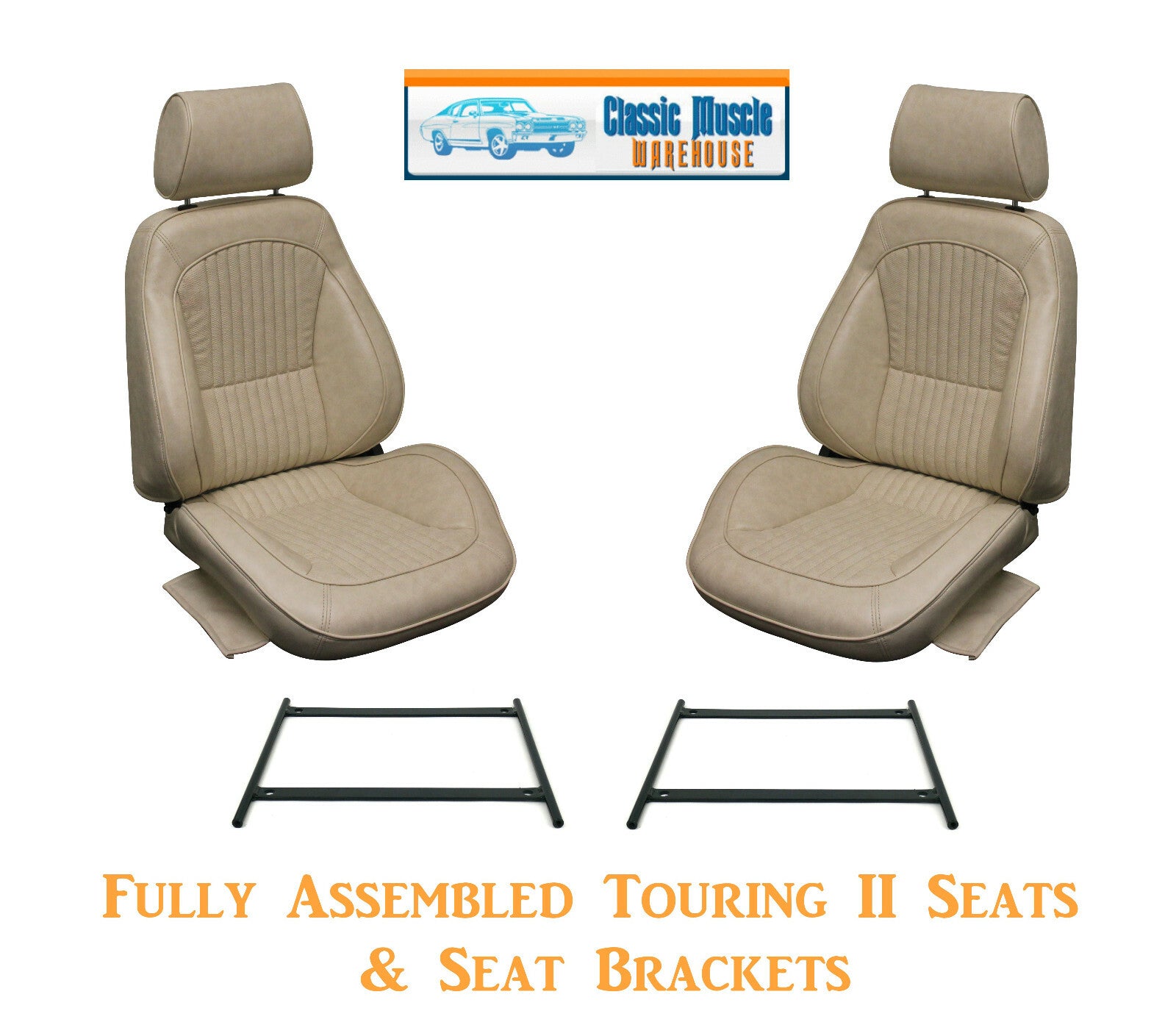 Deluxe Touring II Fully Assembled Seats & Brackets 1968 Mustang - Any Color