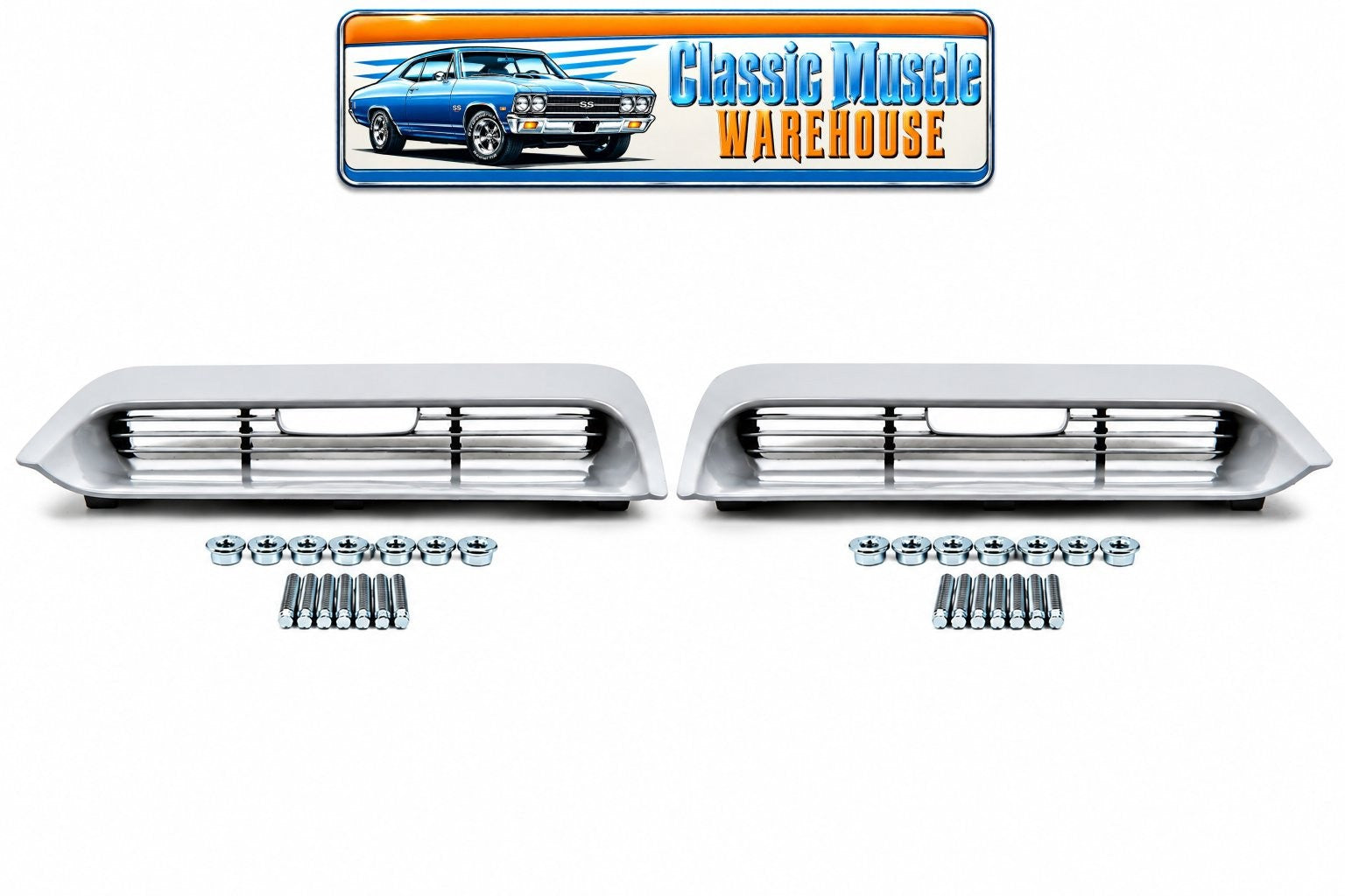 1967-1968 Ford Mustang Hood Turn Signal Housings & Grille Inserts Pair LH RH