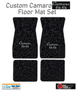 1967-69 Camaro Black Carpet Floor Mat Set with Silver Camaro SS Script Logo -ACC
