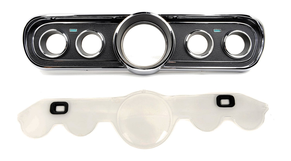 1966 Mustang Black  Instrument Bezel + New Lens Set