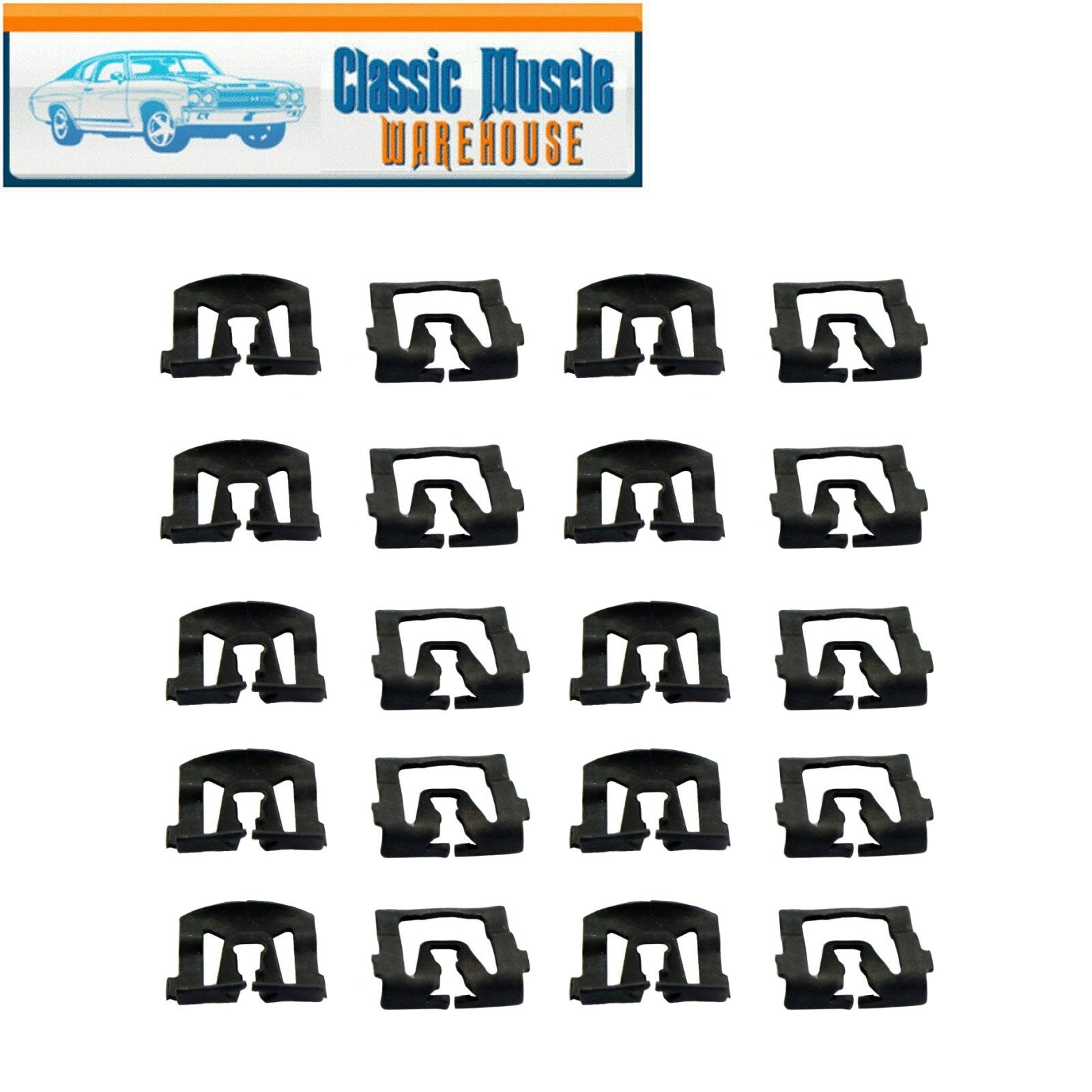 1965 1966 1967 1968 Ford Mustang 20 Piece Windshield Molding Trim Clip Set
