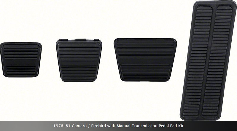 Camaro, Firebird Pedal Pad Set for Manual Transmission, Complete Replacement Set