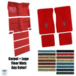 Custom Carpet & Matching Floor Mat Set w/ Cobra Logo 1965-68 Mustang Fastback