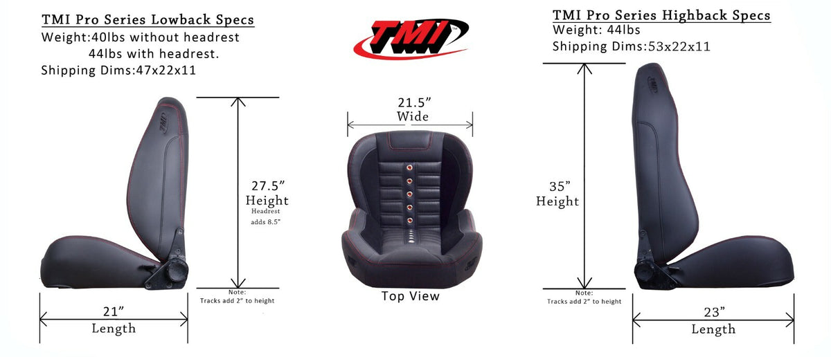 TMI Pro Series Sport R Highback Bucket Seats & Brackets for 1966 - 1972 Chevelle