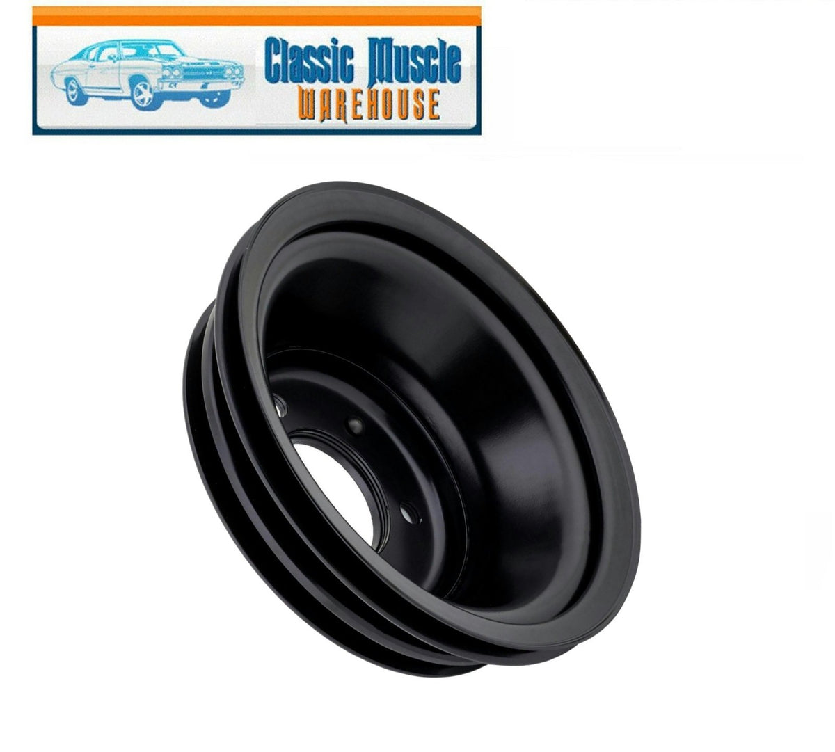 Black Steel Triple Groove Crankshaft Pulley BB 396 & 454 W/ Long Water Pump