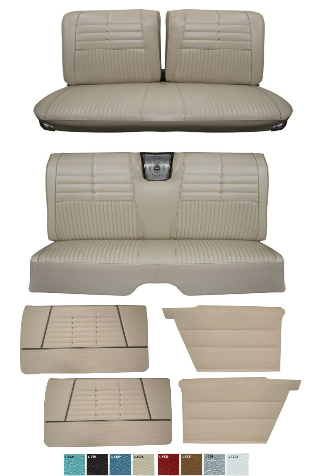1964 Impala Coupe Front & Rear Bench Seat Upholstery + Panel Set in Any Color
