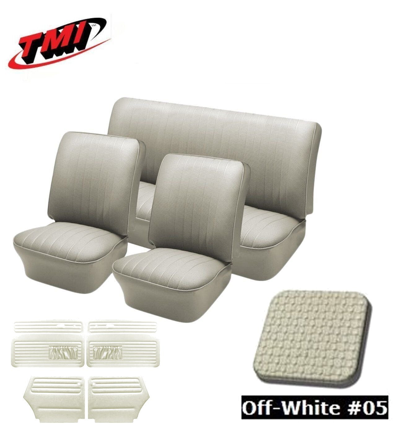 1967 Volkswagen VW Bug Seat Upholstery, F/R + Panel Set, Off-White