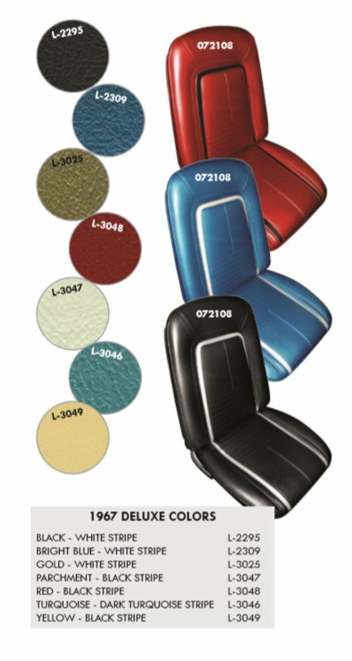 1967 Camaro Convertible Deluxe Front & Rear Seat Upholstery in Any Color (DI)