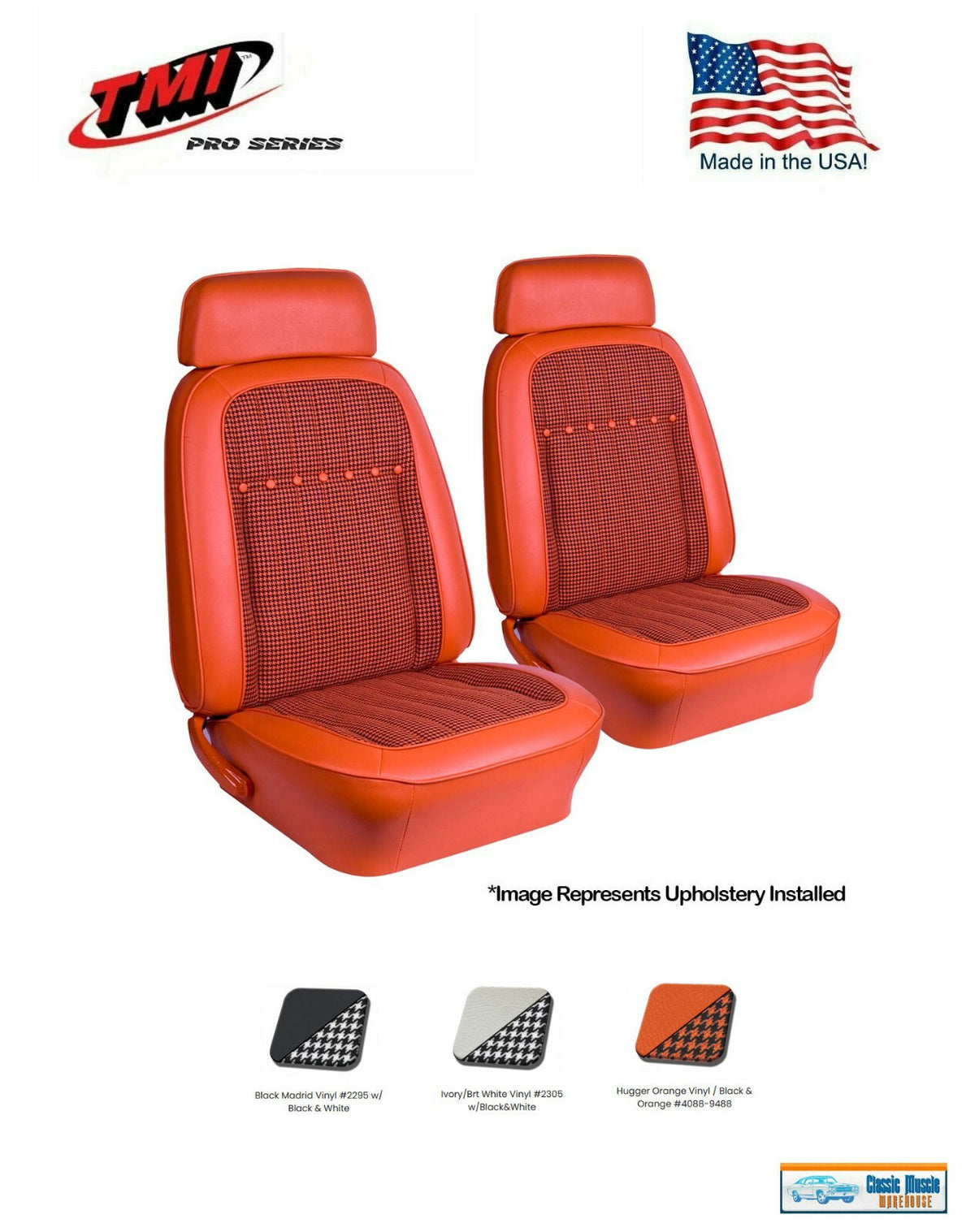 1969 Camaro Coupe Front/Rear DELUXE Houndstooth Upholstery -  53"  Rear 