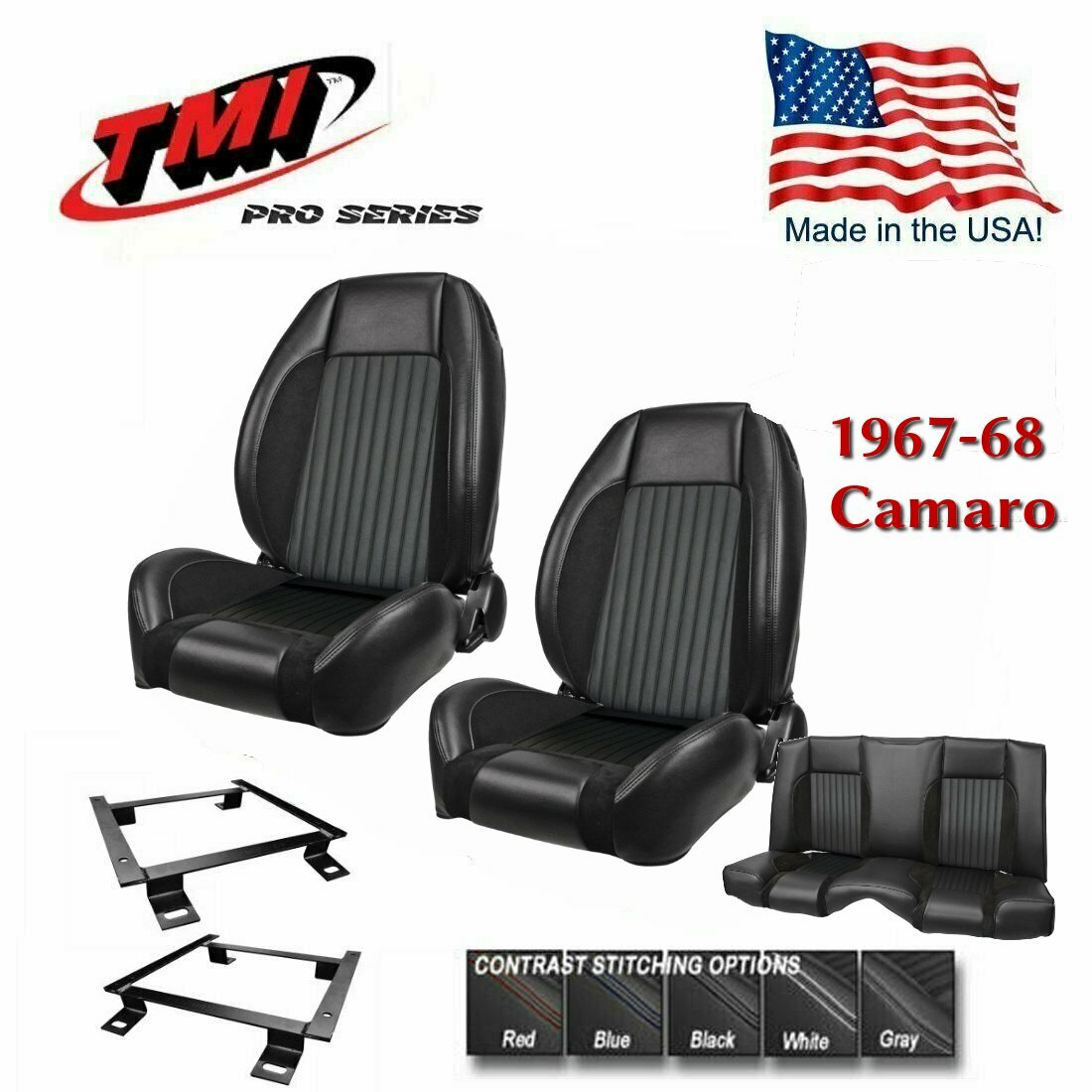 TMI Pro-Series Sport R  F/R Seat Kit - with brackets for 1967-1968 Camaro Coupe