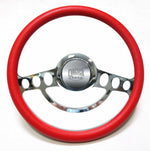 Hot Rod Street Rod Rat Rod Billet & Red Steering Wheel 4 Flaming River Column