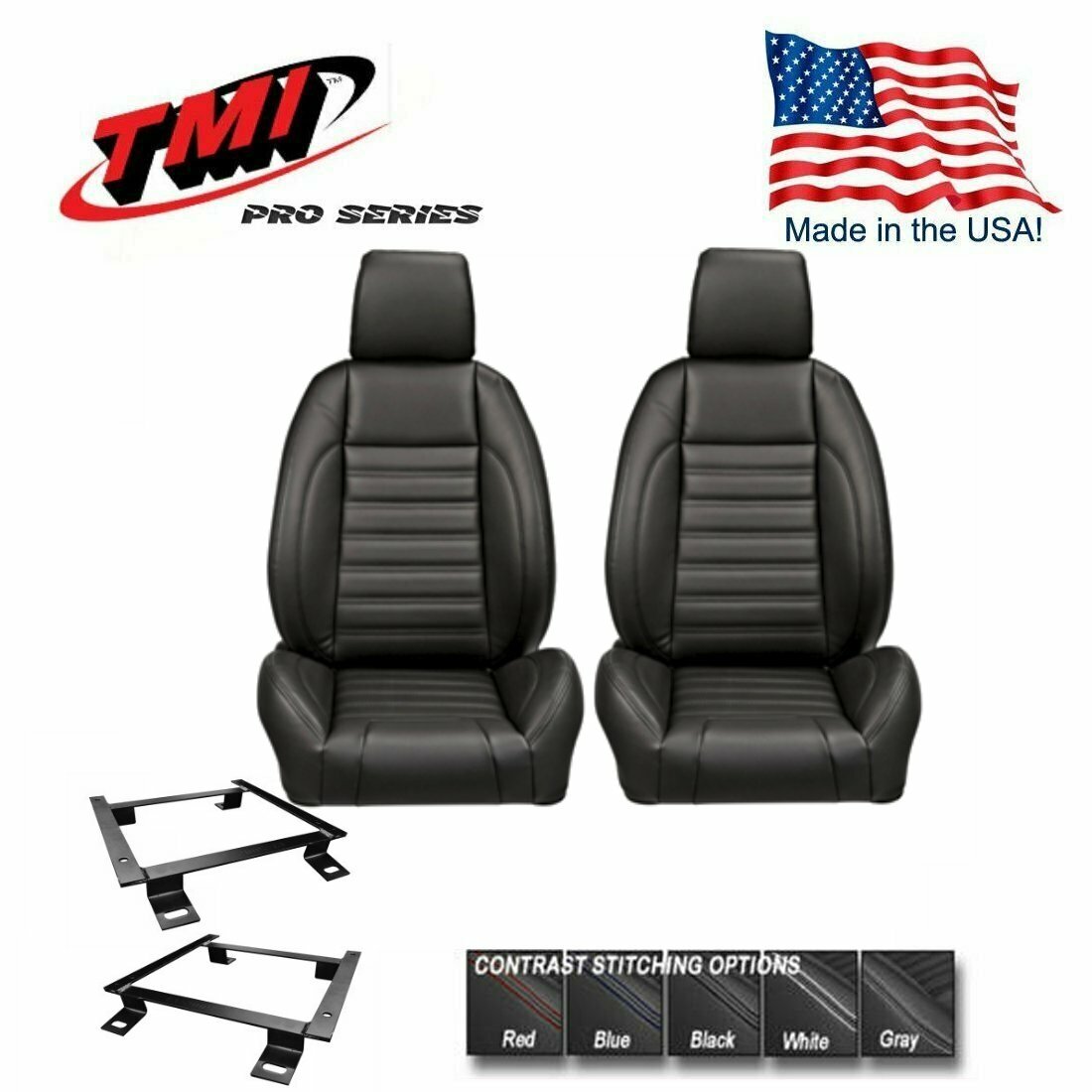 TMI Pro Series - Low Profile Buckets w/Headrest 1962-67 Nova W/Factory Bench