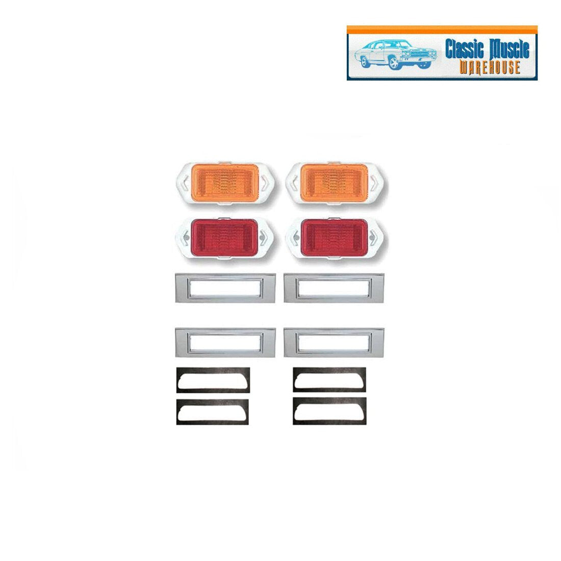 1969 Camaro,  Front/Rear Side Marker Light & Bezel Kit, Licensed GM Part