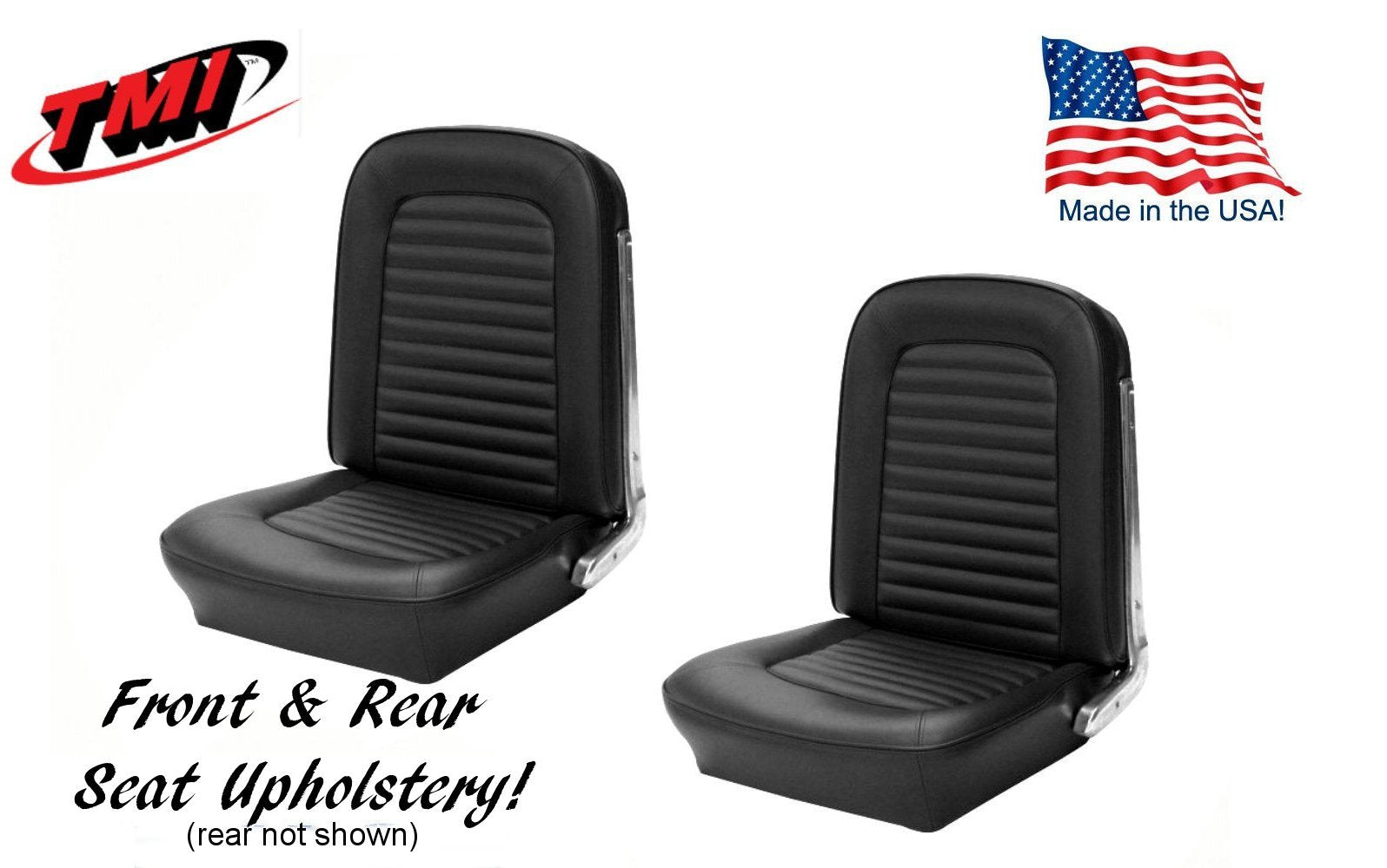 1966 Mustang Convertible Front and Rear Seat Upholstery Black Vinyl  by TMI