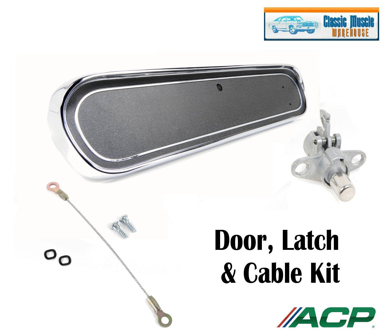 1966 Mustang Glove Box Door, Cable & Latch, Standard Black by ACP, Ships Free
