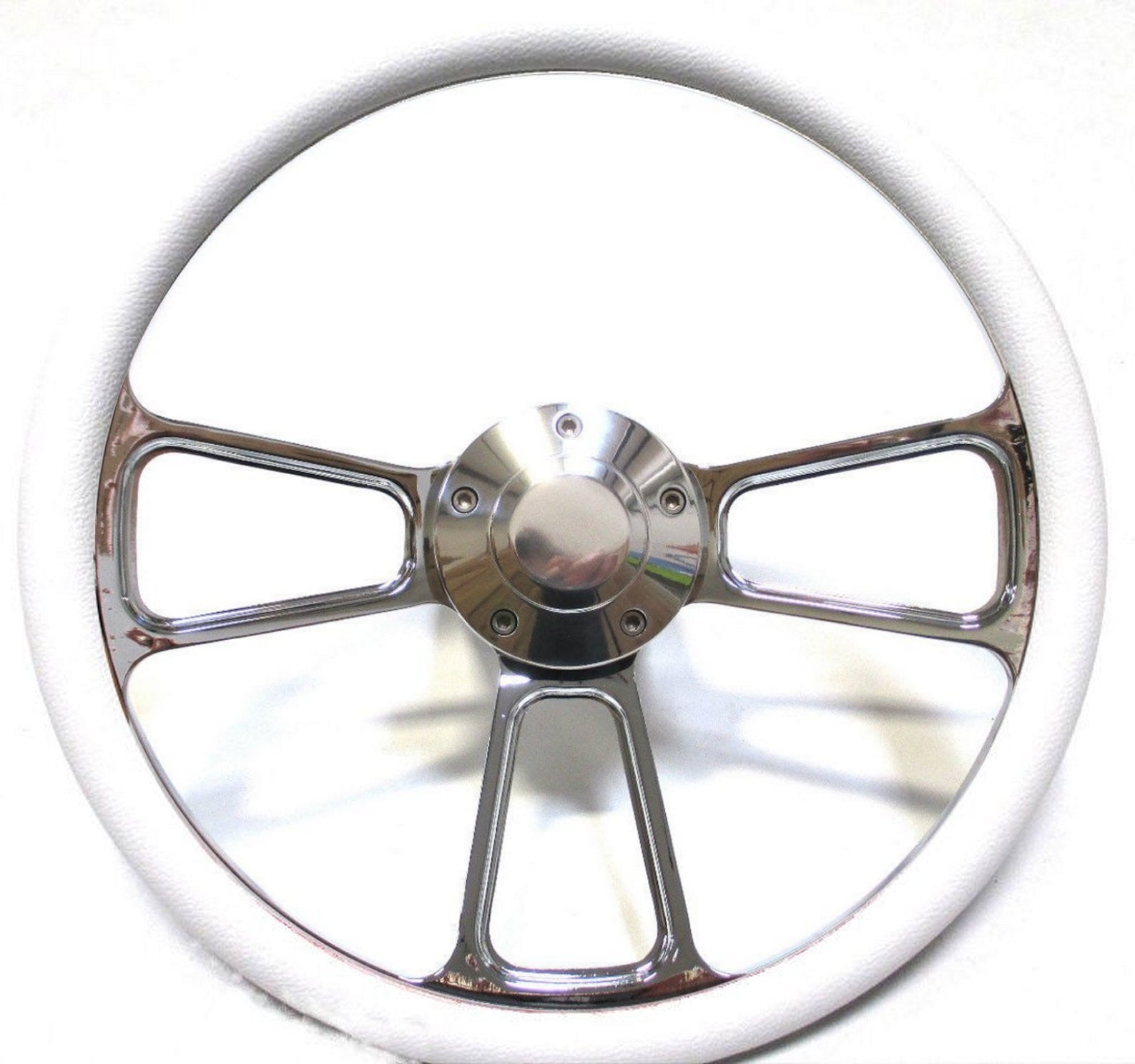 White and Billet Steering Wheel + Install Kit for GM and GM-style Columns