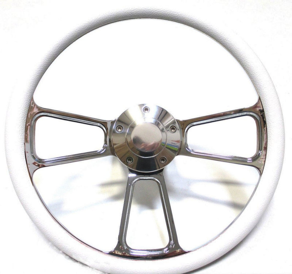 White and Billet Steering Wheel + Install Kit for GM and GM-style Columns