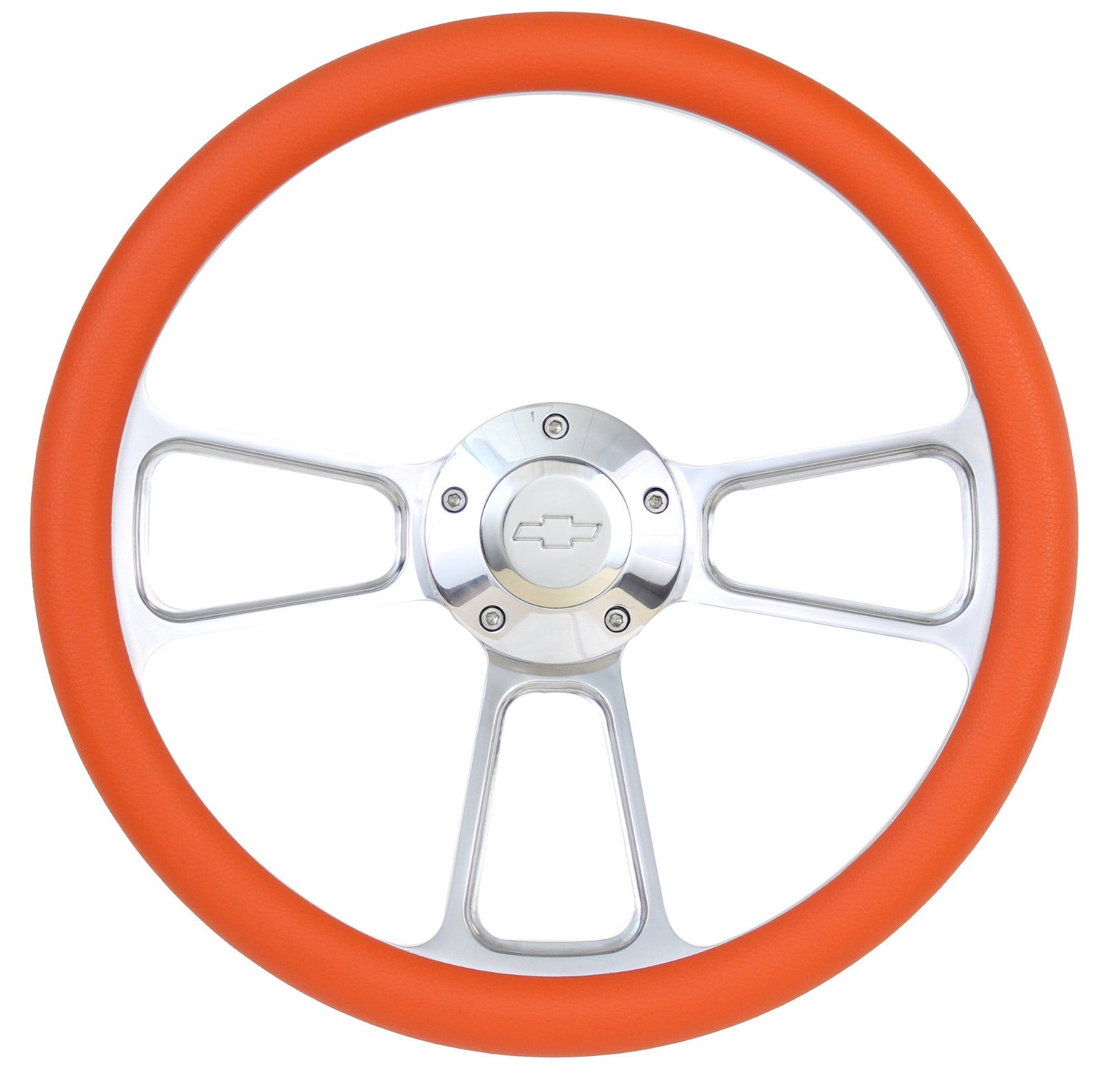 1967-1968 Chevy Impala  14" Billet Orange Muscle Wheel  Chevy Horn & Adapter