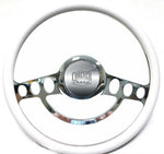 Ford Hot Rod or Truck Billet & White Steering Wheel fits Flaming River Column