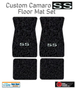 1967-69 Camaro Black Carpet Floor Mat Set with Silver SS Logo -ACC, Made in US
