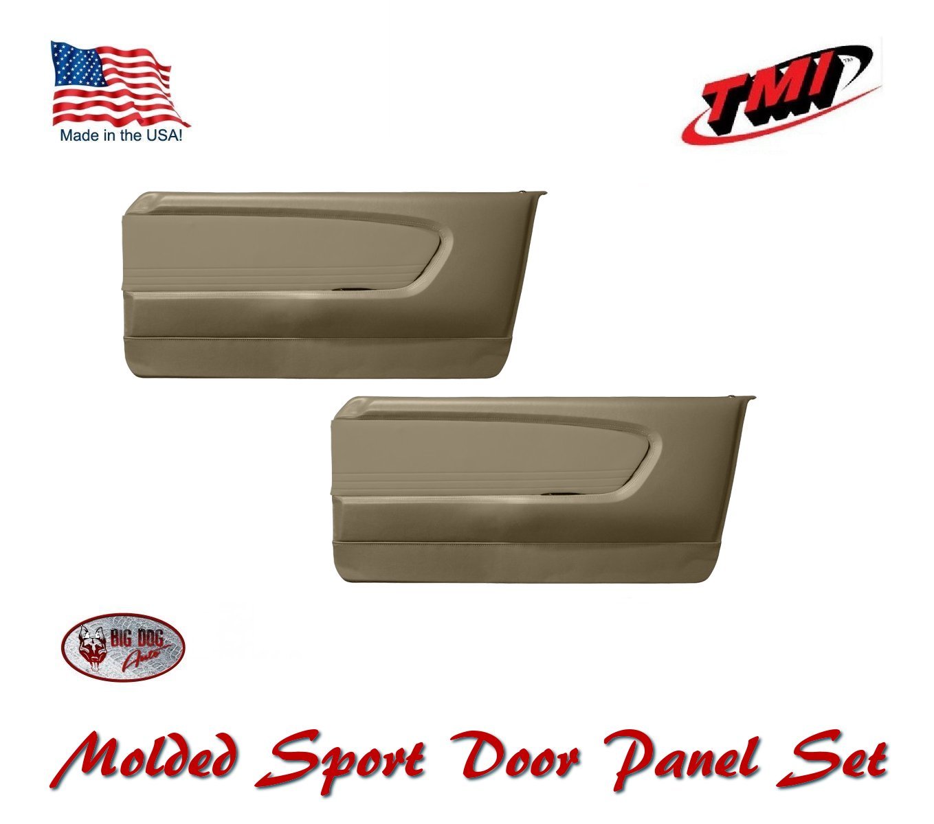 1964 - 66 Mustang Molded Sport Door Panel Set - Parchment - Made by TMI 