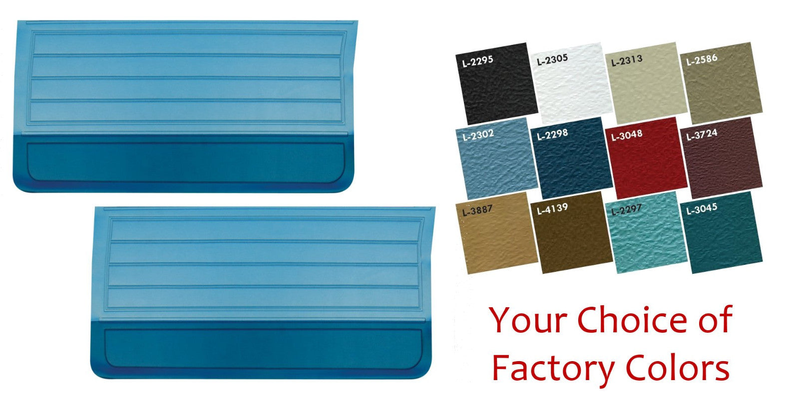 Two-Tone Pre-Assembled Door Panel Set Any Factory Color 1965 Chevelle, El Camino