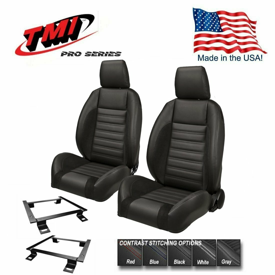TMI Pro Series Sport R Bucket Seats w/Headrests for 1968-1972 Nova w/Bench