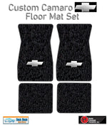 1974-81 Camaro Black Carpet Floor Mat Set w/Silver Bowtie Logo -ACC, Made in US