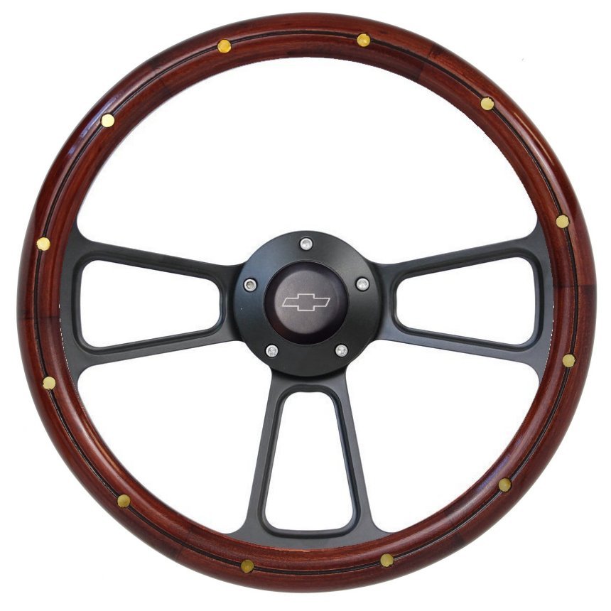 1967 Chevy Camaro Wood and Billet Steering Wheel Chevy Horn Adapter Full Kit
