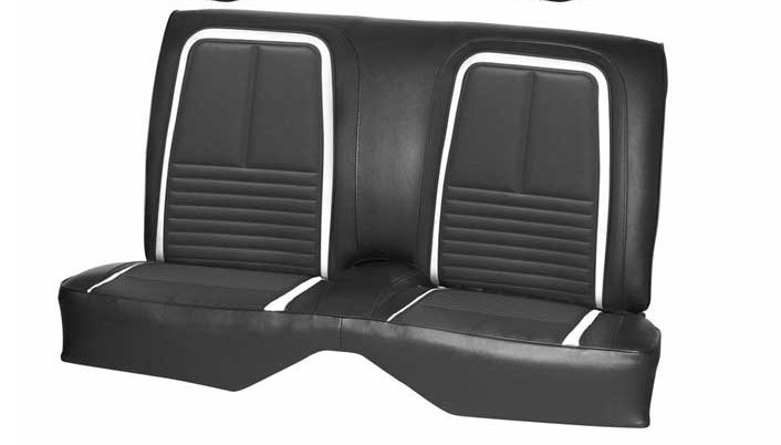 1967 Camaro Coupe Deluxe Front & Rear Seat Upholstery in Black w/White Stripe