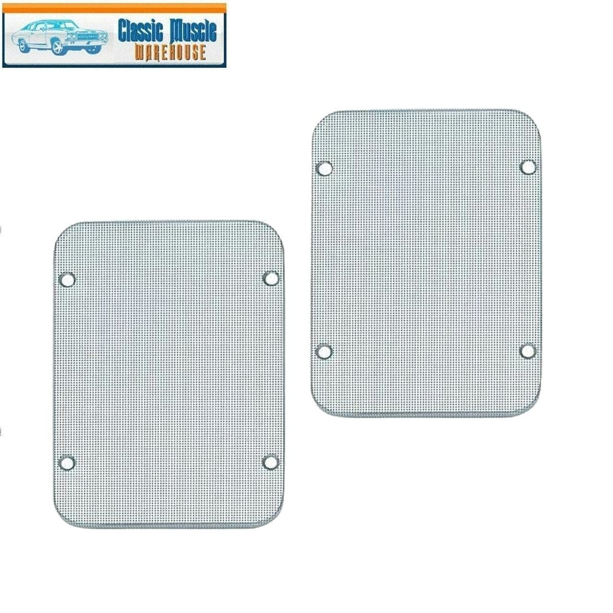 1958 - 1972 GM; Kick Panel Speaker Grills; 4" x 6"; Pair- Natural Steel Finish