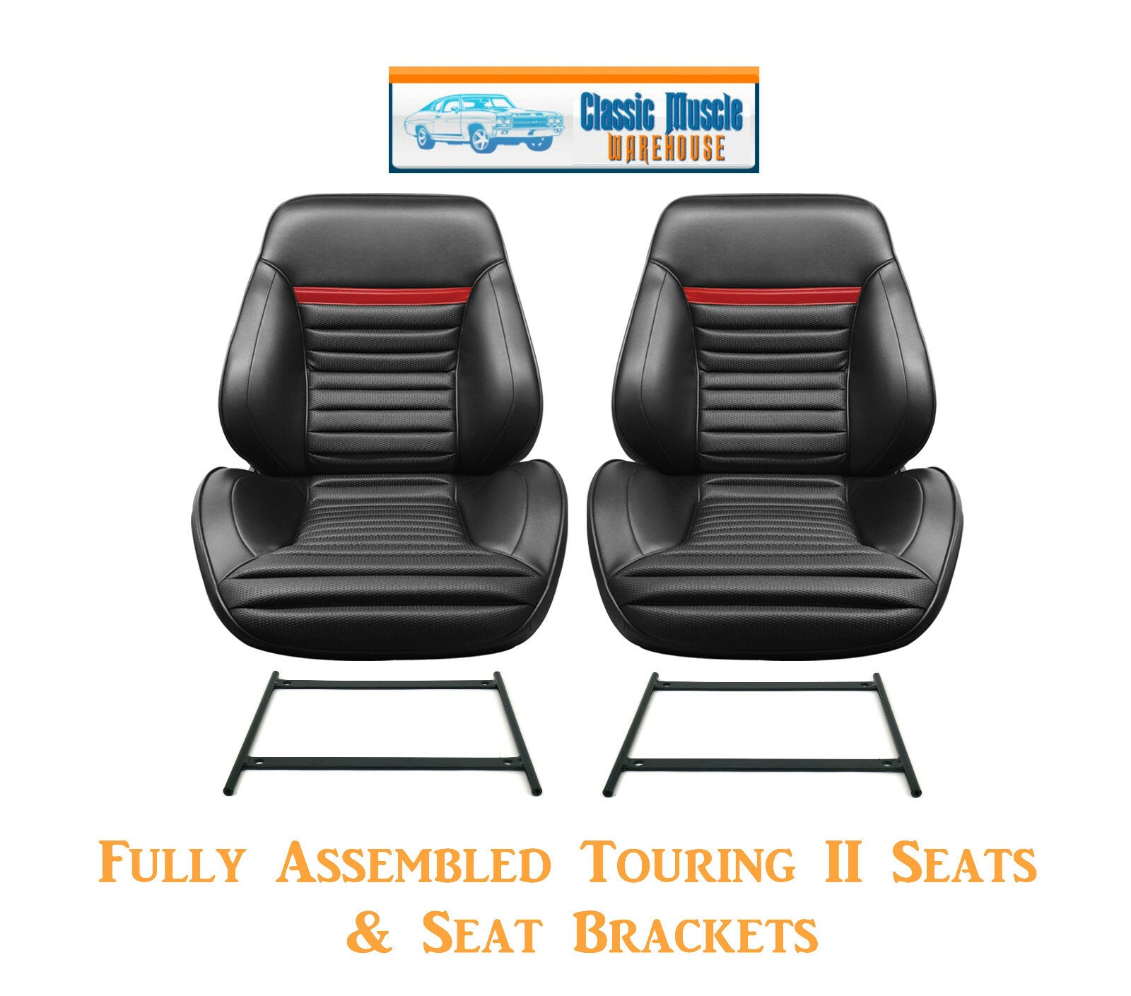 Mach 1 Touring II Fully Assembled Seats & Brackets 1969 Mustang - Any Color