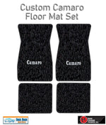 1974-81 Camaro Black Carpet Floor Mat Set w/ Silver Camaro Block Style Logo -ACC