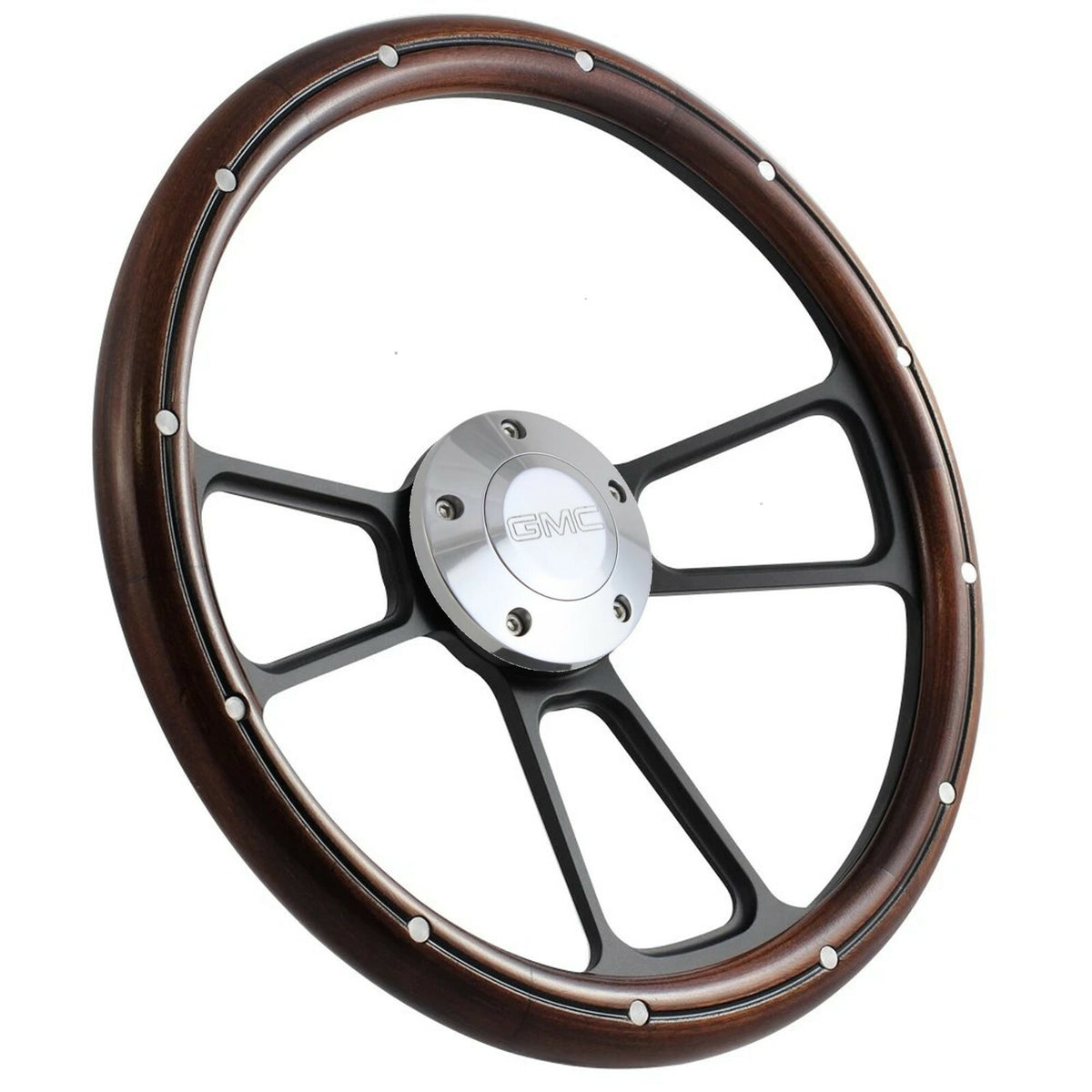Custom Steering Wheel Kit Black & Mahogany Wood 1995-2002 GMC Full Size Trucks 