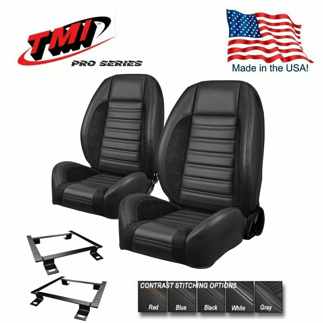 TMI Pro Series Sport R Bucket Seat Set + Rear for 1981 - 93 Mustang Coupe/Sedan