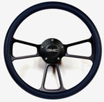 1960 - 1969  GMC Pick Up Trucks Black - Black Billet Steering Wheel GMC Horn Kit