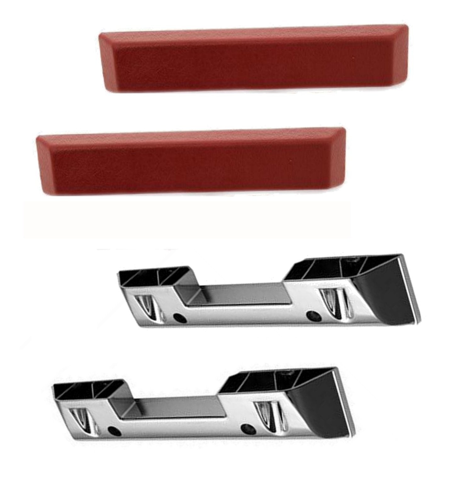 1964 - 1966 Mustang Arm Rest Set - Dark Red - Arm rest pad & base set