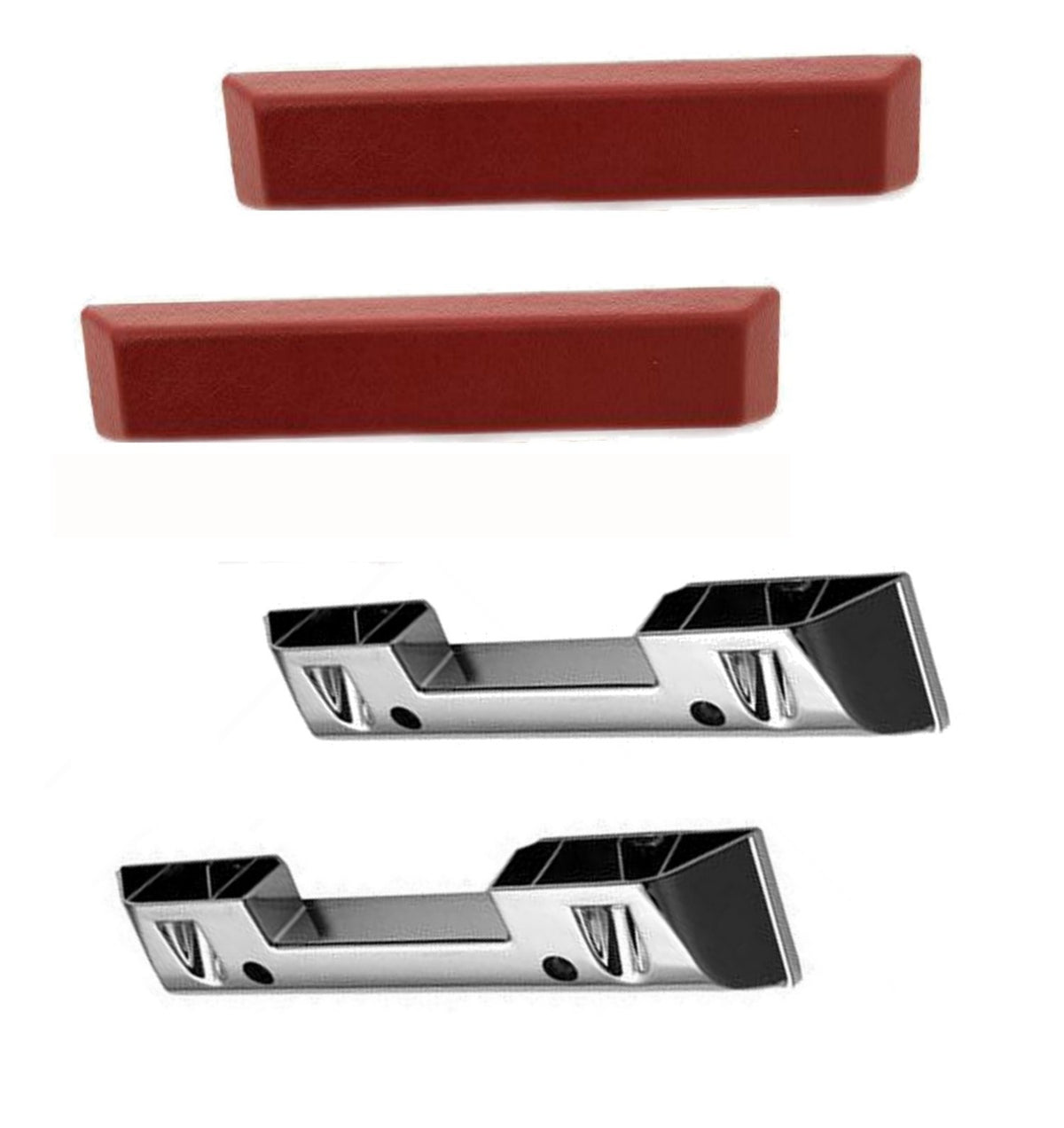 1964 - 1966 Mustang Arm Rest Set - Dark Red - Arm rest pad & base set