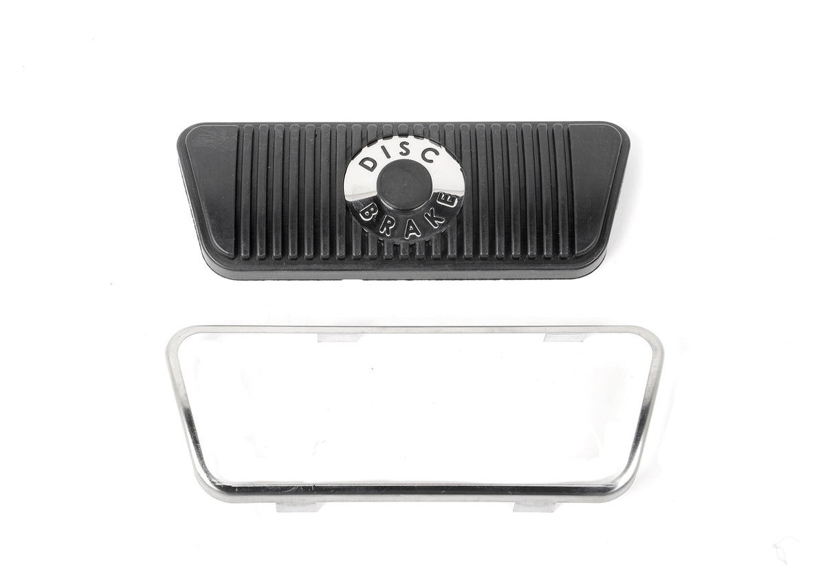 1968 - 73 Ford Mustang Replacement Disc Brake Pedal Pad w/Stainless Trim - Auto
