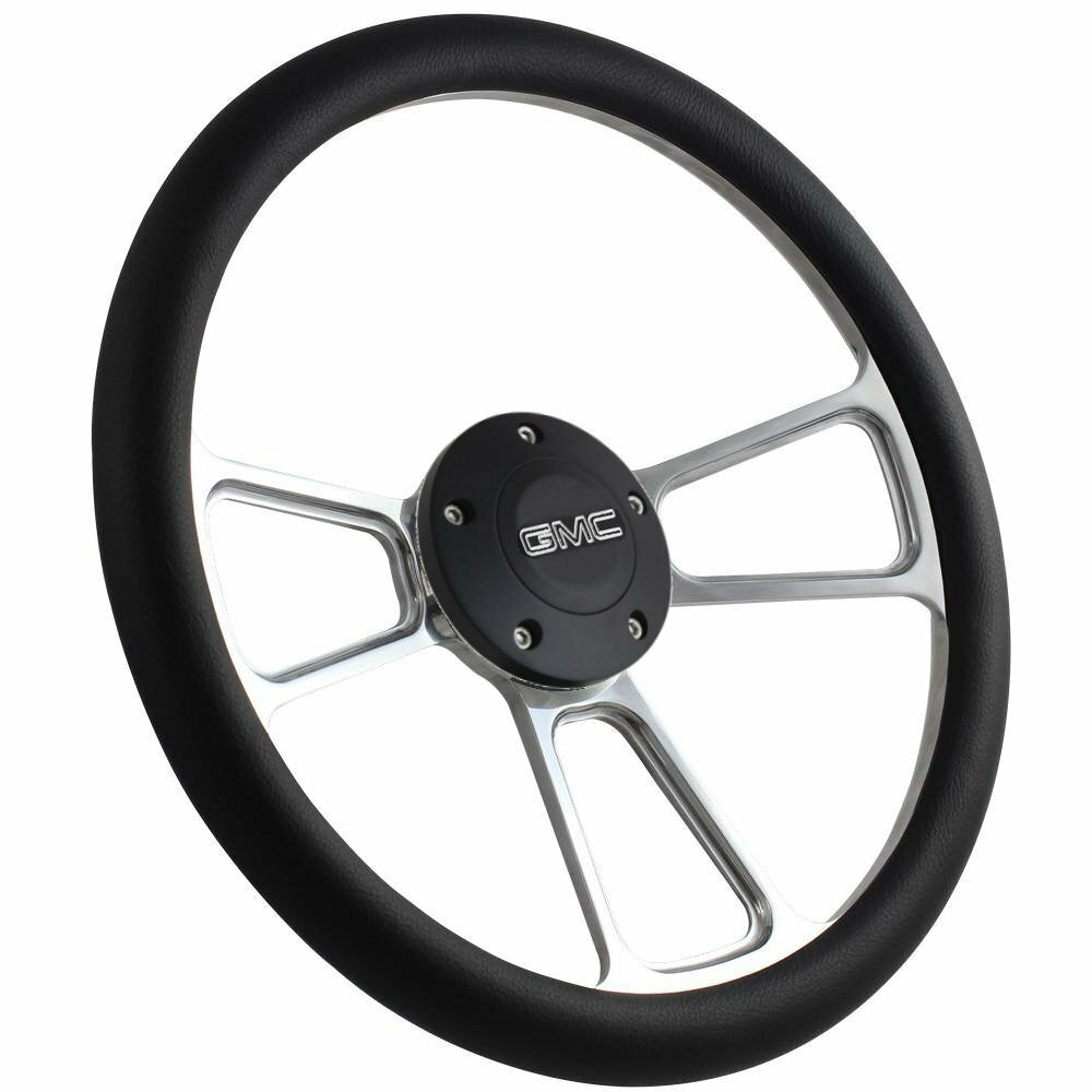 1974-1994 GMC C-Series Pick-Up - Black & Billet with Black Horn Steering Wheel