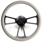 Hot Rod Street Rod Rat Rod Truck Steering Wheel Gray and Black PBK Billet 