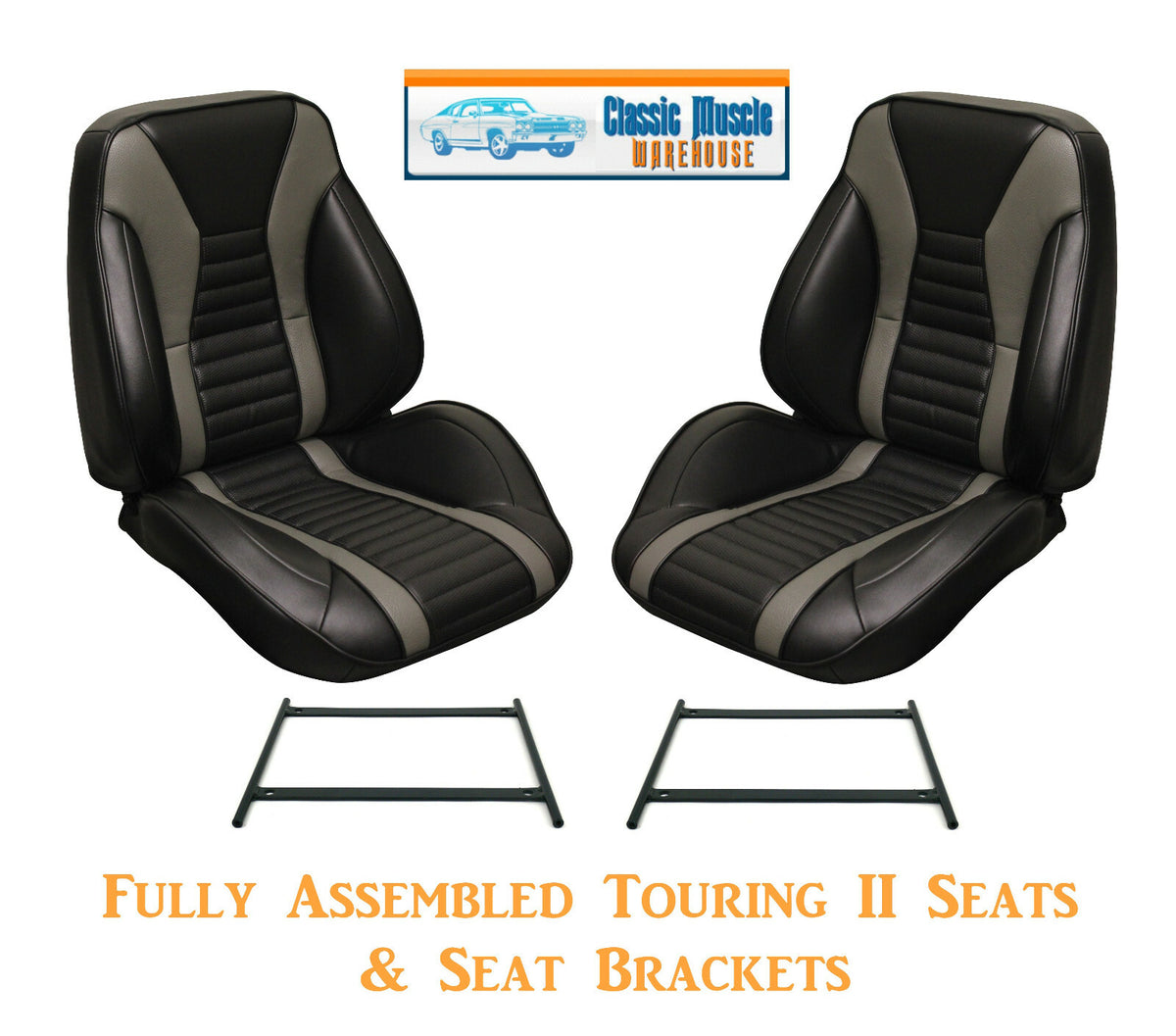 Mach 1 Touring II Fully Assembled Seats & Brackets 1971-73 Mustang - Any Color