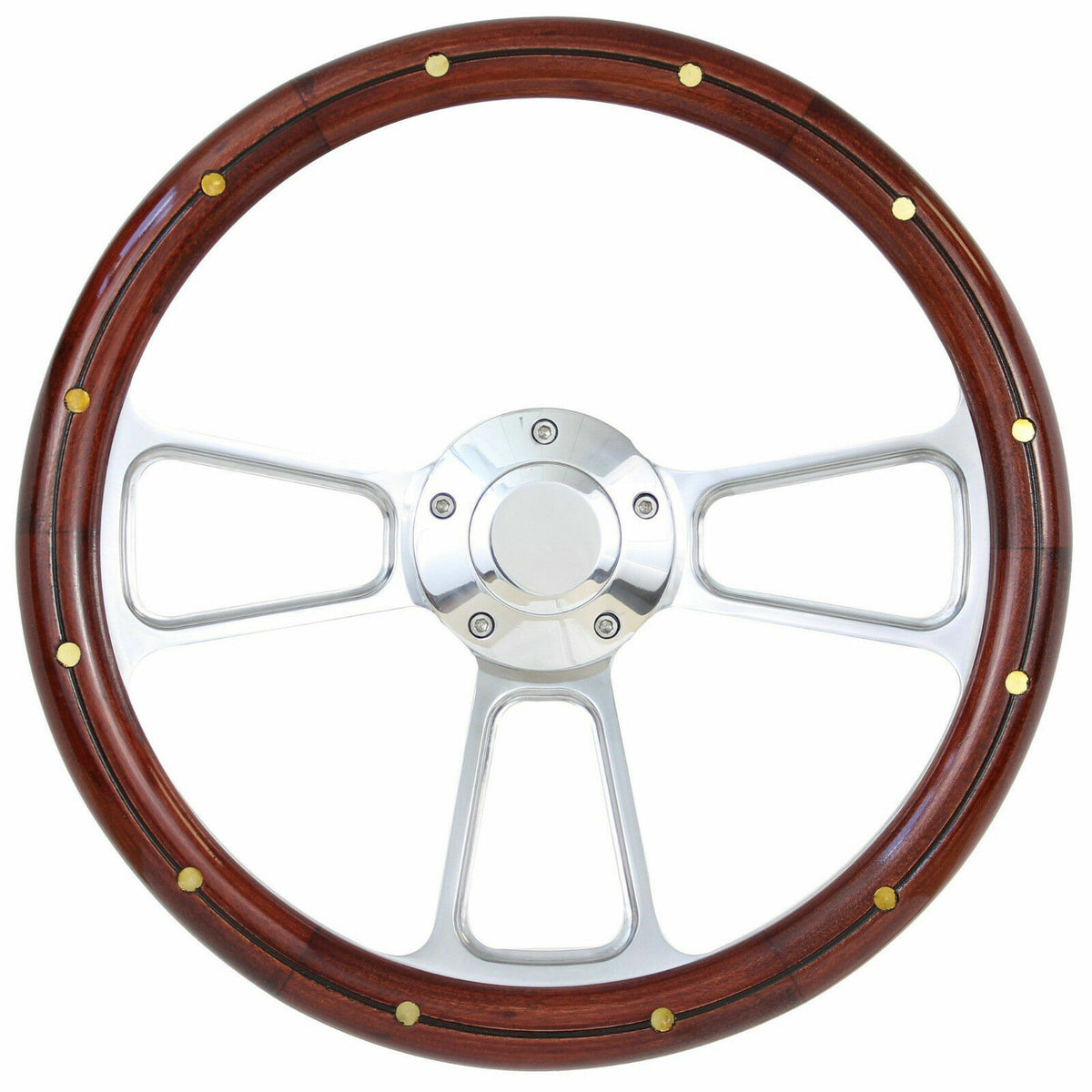 Wood Steering Wheel & Billet Adapter for 1974 - 1994 Chevy and GM Trucks, Cars