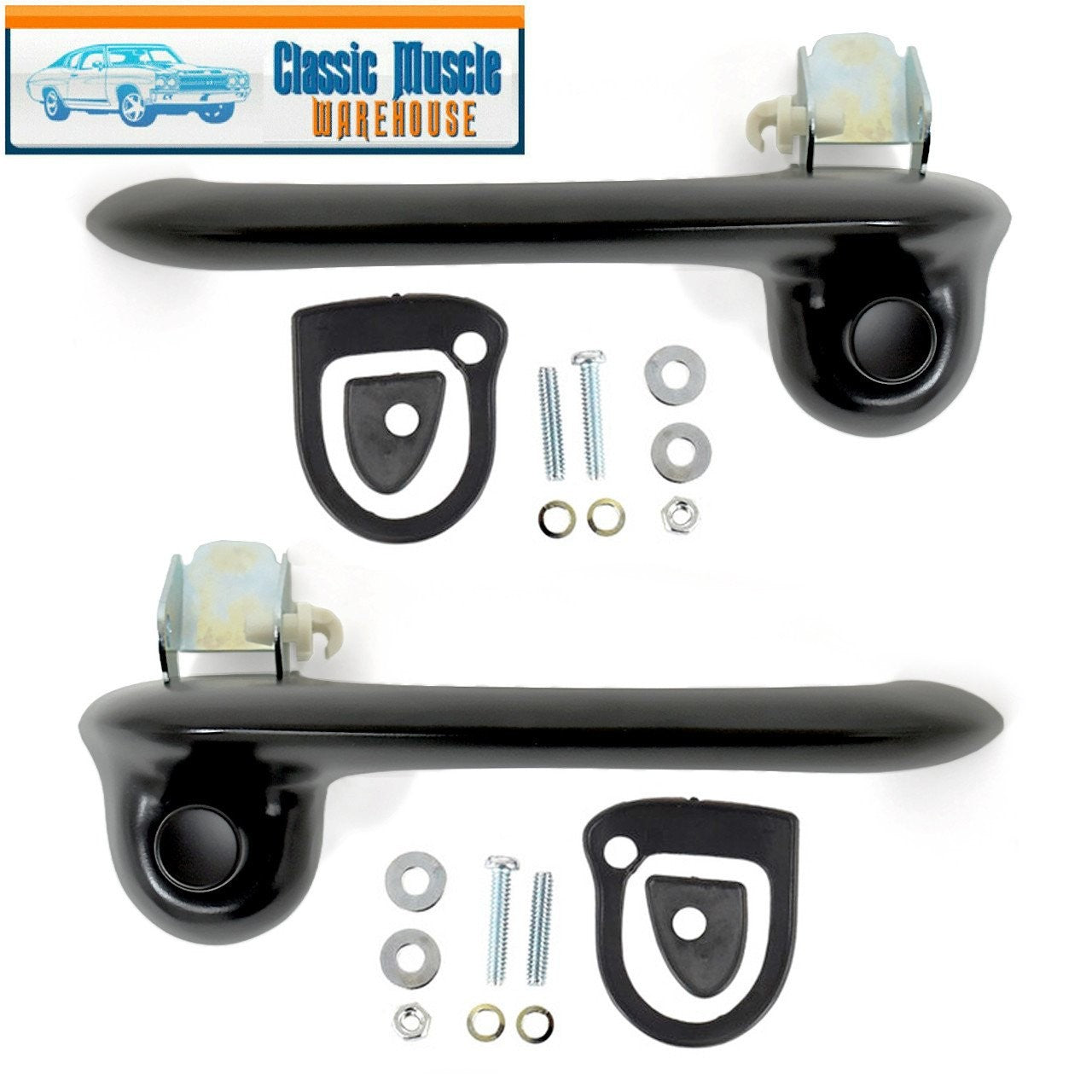 1965 - 1966, 1969 - 1970 Mustang Black Outside Door Handle Set - PAIR