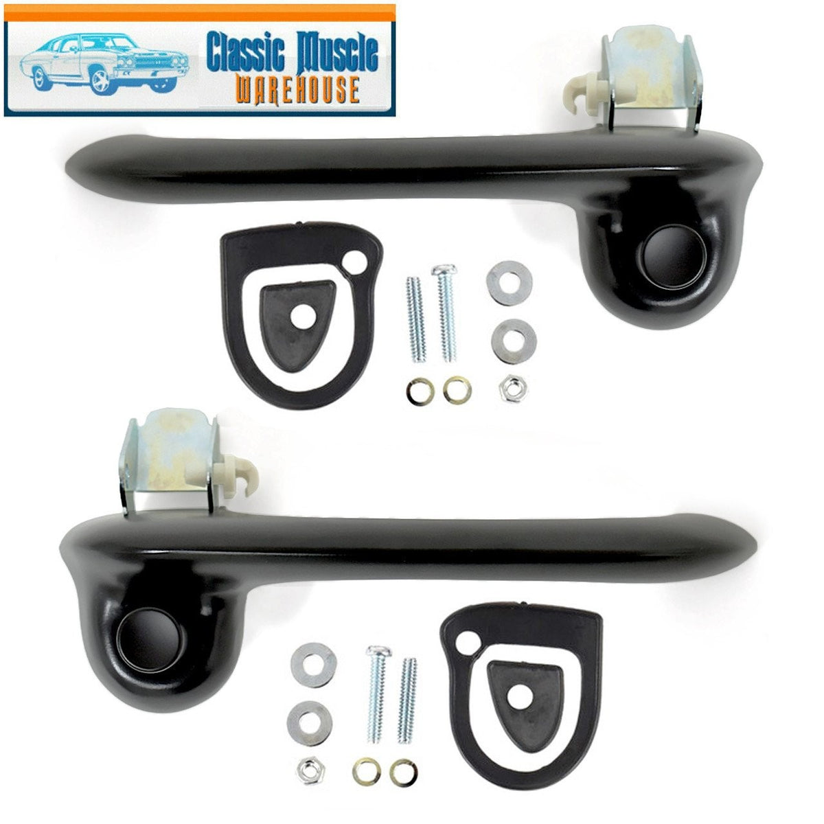 1965 - 1966, 1969 - 1970 Mustang Black Outside Door Handle Set - PAIR