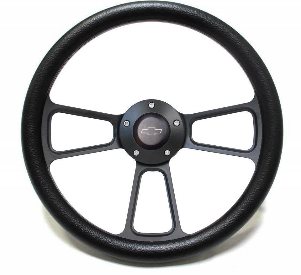 1969 - 1972 Chevelle Black Steering Wheel Black Powder Coat Full Kit