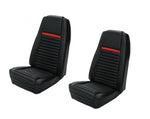 1970 Mach I Highback Seat Cover Upholstery Set - Front & Rear - Black w/Red Strp