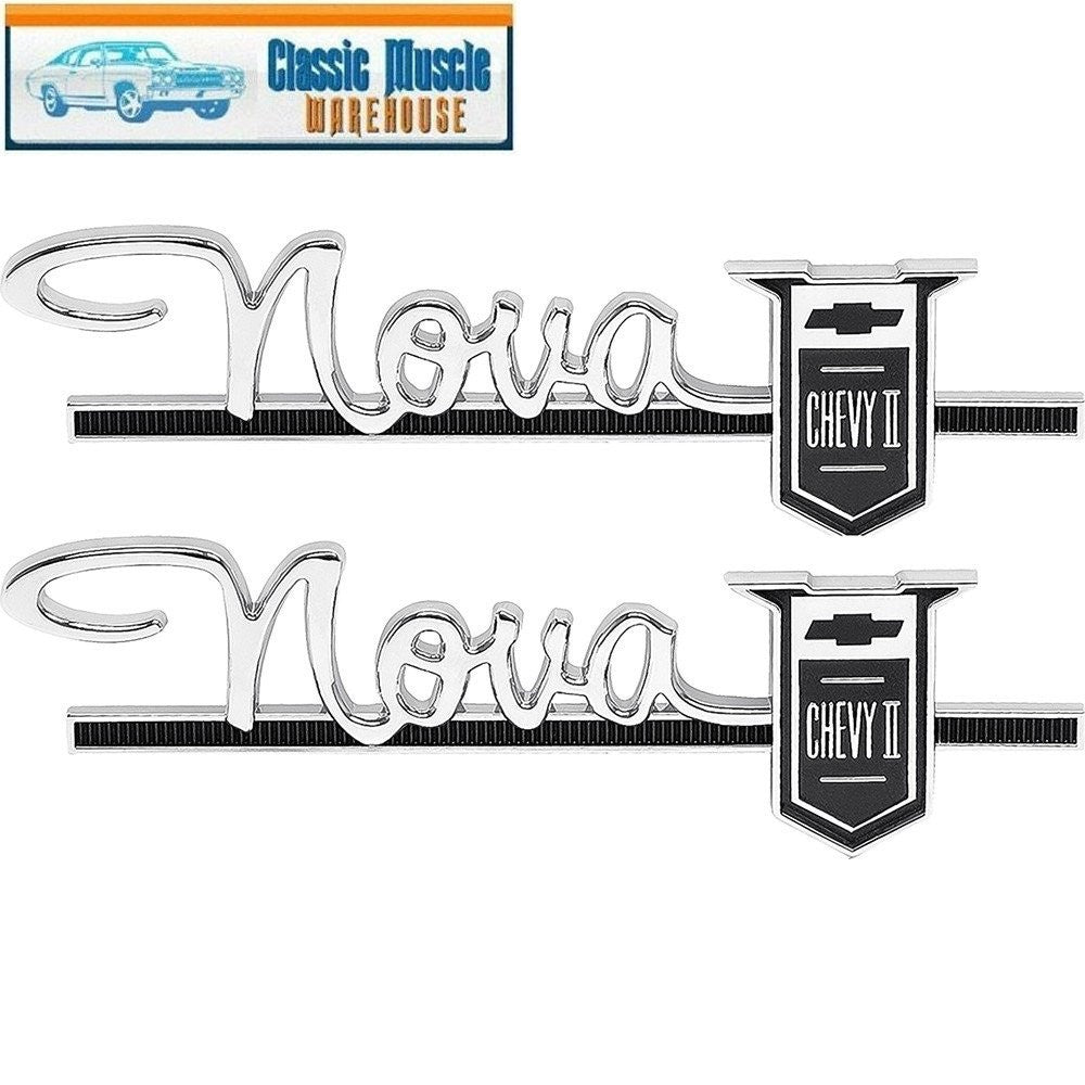 Chevy II Nova 1963 Rear Quarter Panel; 1964 Fender Emblems - PAIR - OER CM3022E