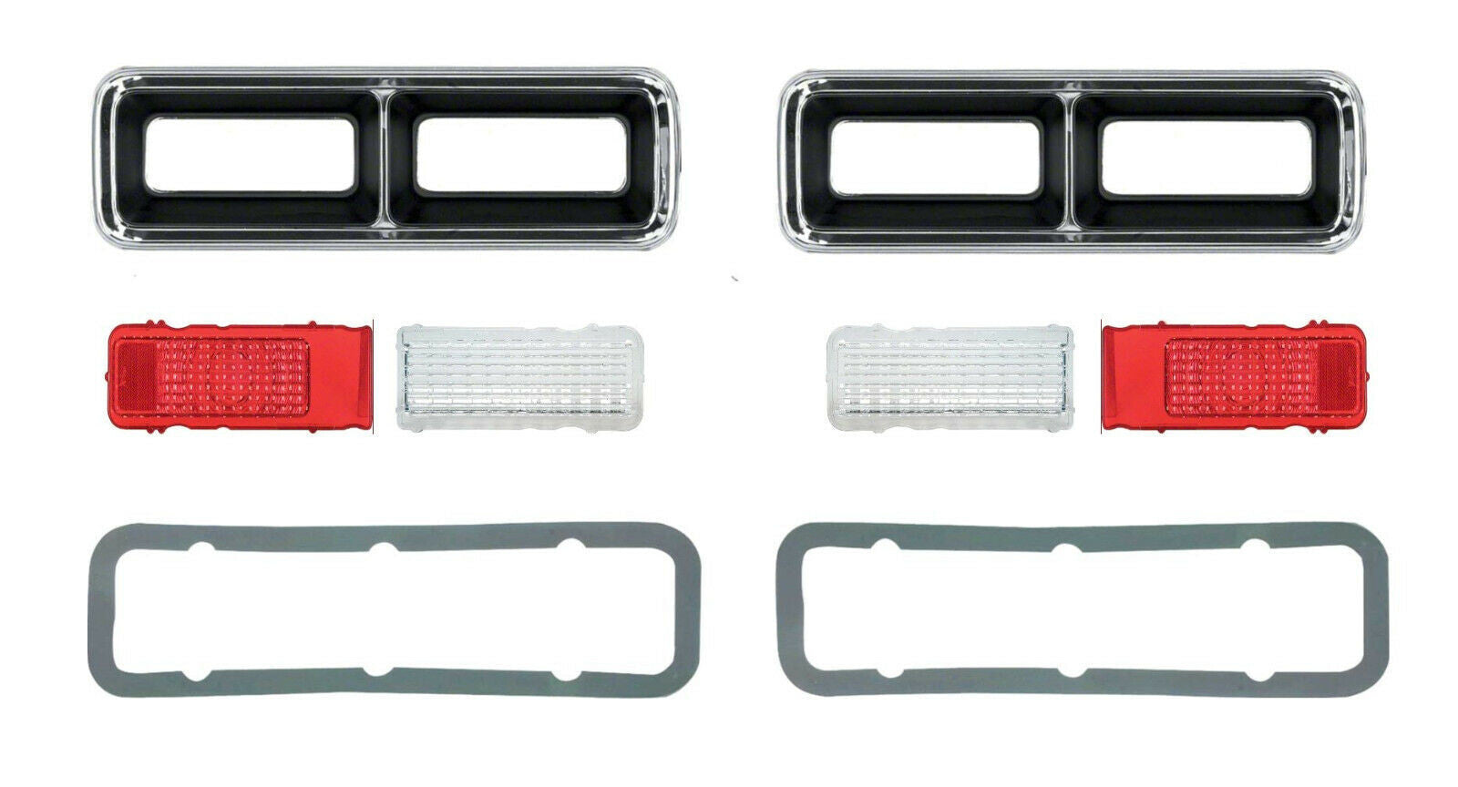 1968 Camaro Complete Replacement Tail LIght Set, Bezels, Lens, Right & Left